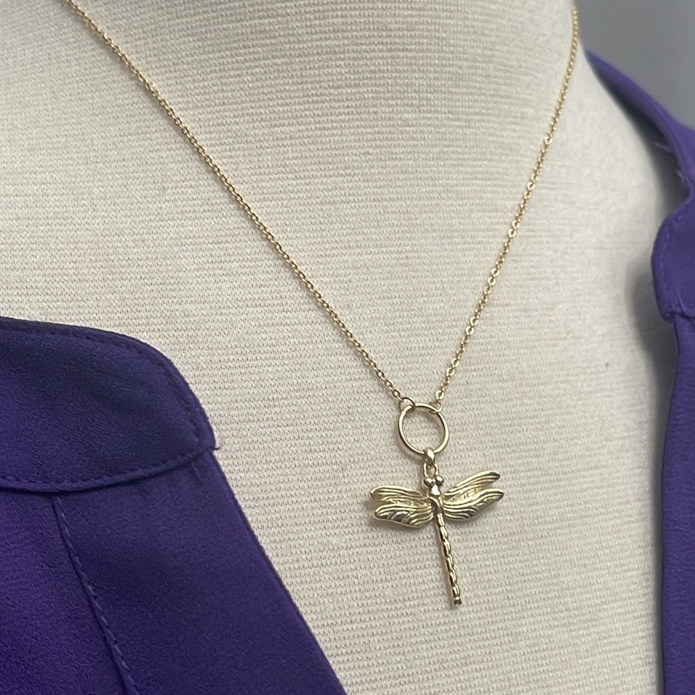 14K Gold dragonfly / Butterfly necklace (NWOT) Amazing detail - Picture 1 of 6